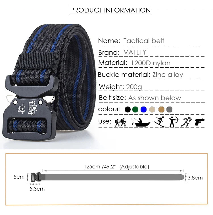 Tactical Belt Strong 1200D Real Nylon Quick Release tacticle clothing  BushLine