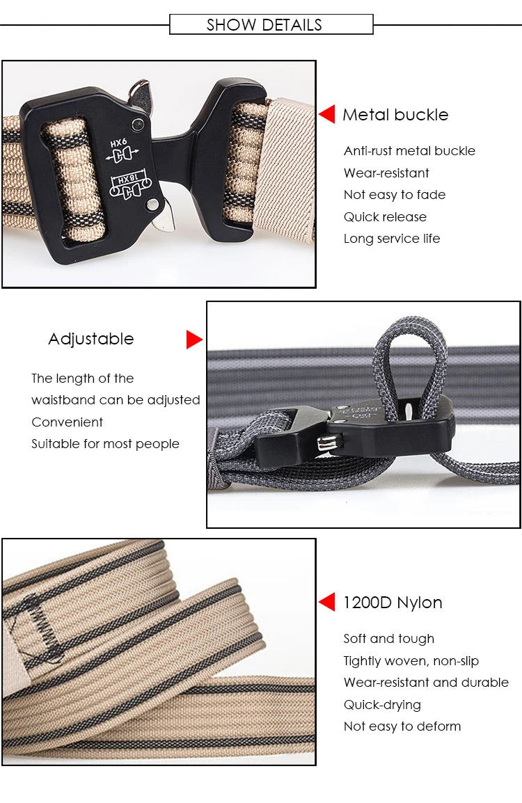 Tactical Belt Strong 1200D Real Nylon Quick Release tacticle clothing  BushLine