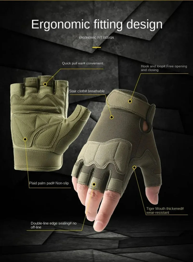 Tactical Gloves Half Finger Outdoor Mountaineering Cycling Wear-resistant Breathable gloves  