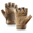 Khaki pair on white showing padded knuckle panel and quilted palm padding