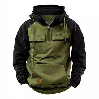 Tactical Half-Zip Workwear Hoodie, Multi-Pocket outdoor equipment  