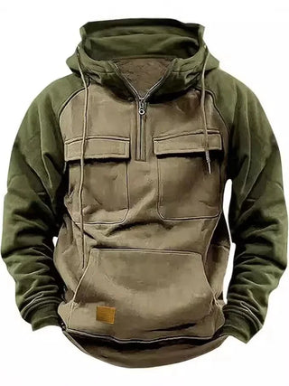 Tactical Half-Zip Workwear Hoodie, Multi-Pocket outdoor equipment  