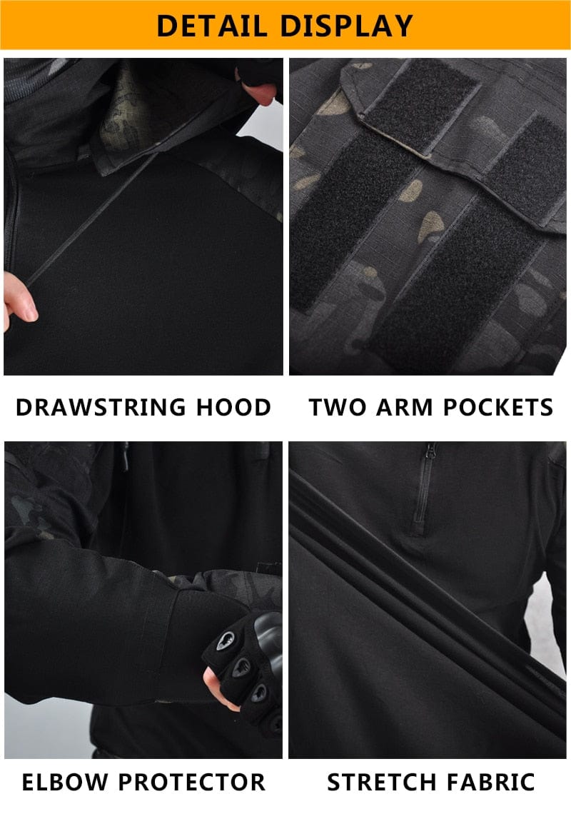 Tactical Uniform Pants and Shirt with Pads Outdoor Clothing  