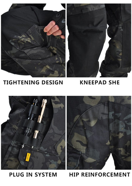 Tactical Uniform Pants and Shirt with Pads Outdoor Clothing  