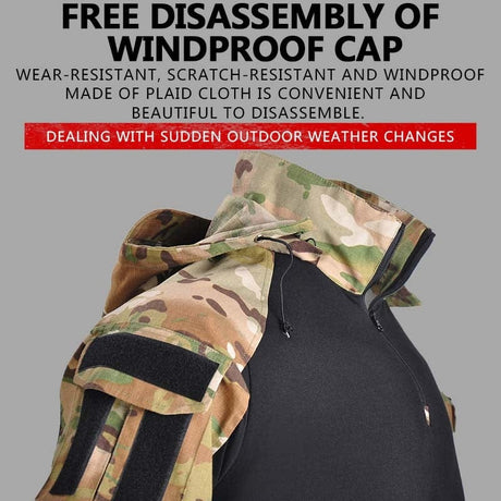 Tactical Uniform Pants and Shirt with Pads Outdoor Clothing  