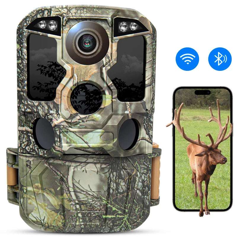 Trail Camera Wi-Fi 4K 48MP Night Vision 0.05s Motion Activated Security Cameras  
