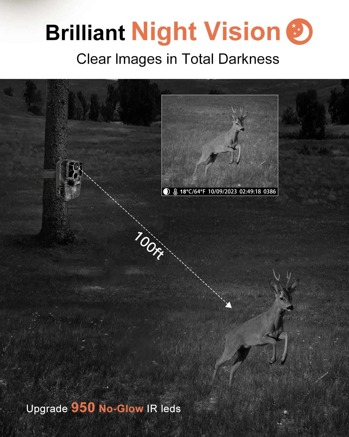 Trail Camera Wi-Fi 4K 48MP Night Vision 0.05s Motion Activated Security Cameras  