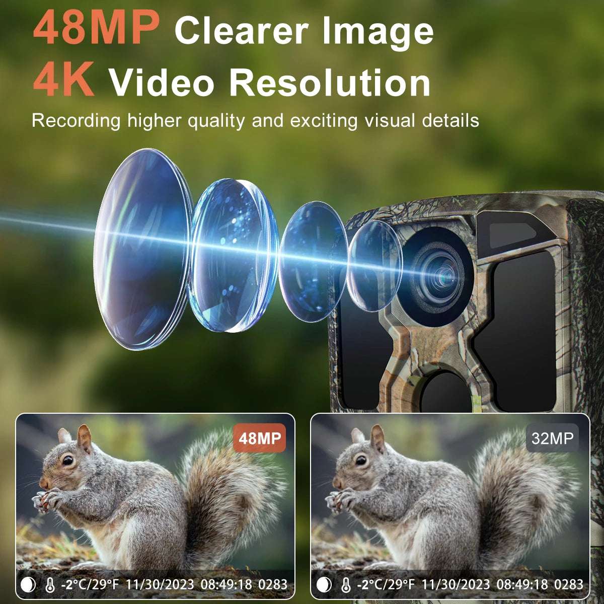 Trail Camera Wi-Fi 4K 48MP Night Vision 0.05s Motion Activated Security Cameras  BushLine