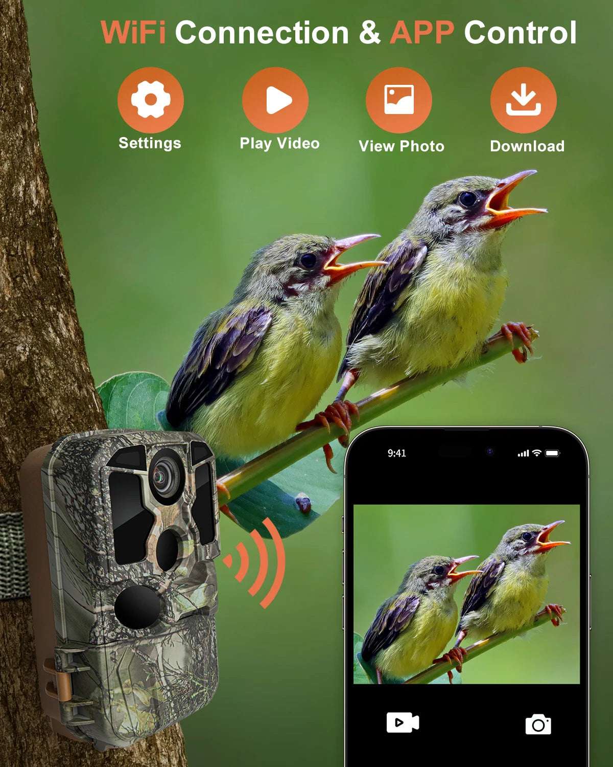 Trail Camera Wi-Fi 4K 48MP Night Vision 0.05s Motion Activated Security Cameras  BushLine