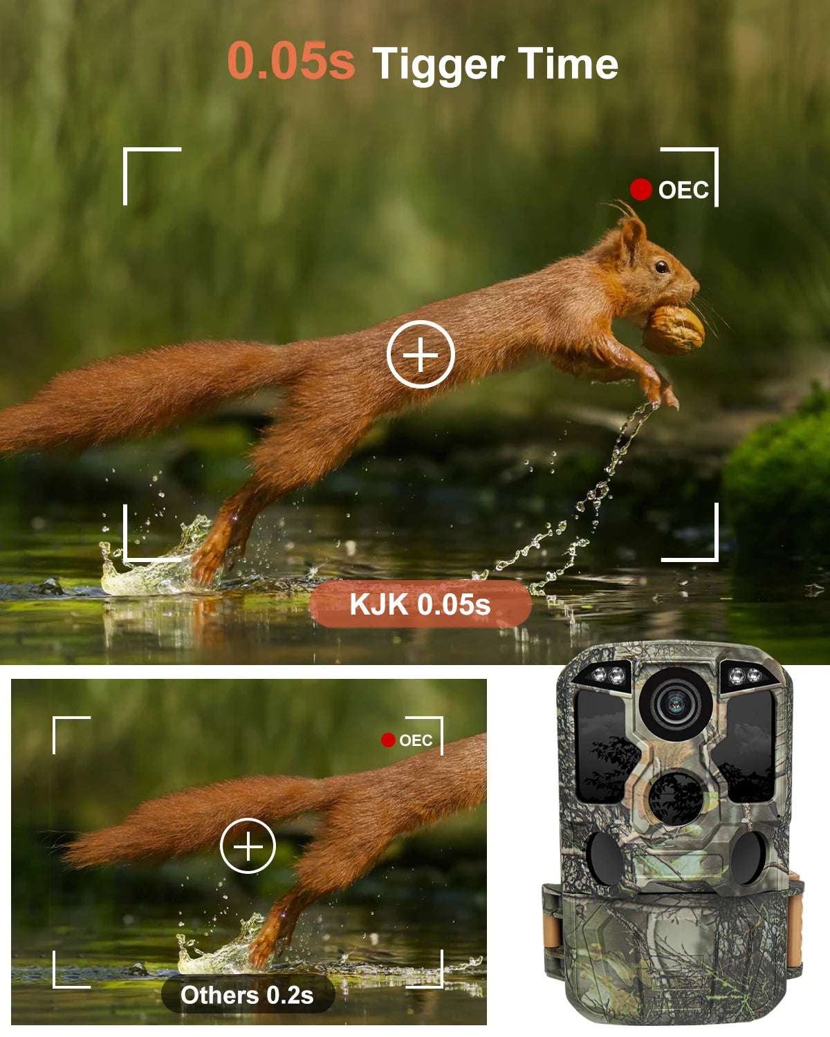 Trail Camera Wi-Fi 4K 48MP Night Vision 0.05s Motion Activated Security Cameras  BushLine