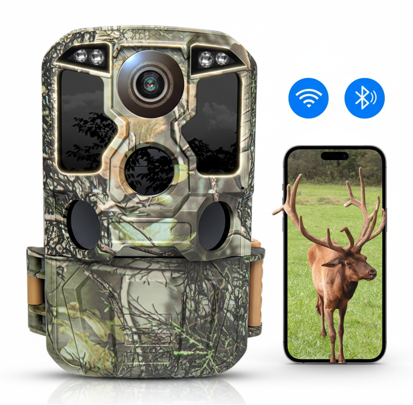 Trail Camera WiFi 4K 48MP Infrared Night Vision 0.05s Motion Activated Security Cameras  