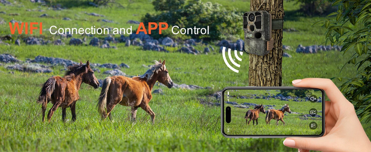 Trail Camera WiFi 4K 48MP Infrared Night Vision 0.05s Motion Activated Security Cameras  