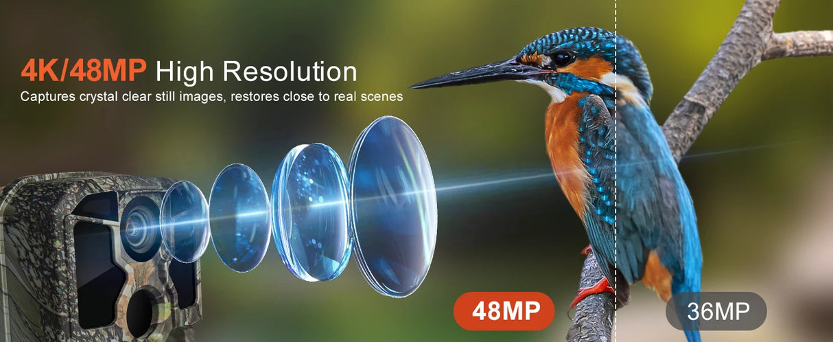 Trail Camera WiFi 4K 48MP Infrared Night Vision 0.05s Motion Activated Security Cameras  