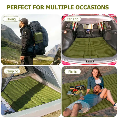 Ultra-Light Self-Inflating Double Mattress with Pillow Air Bed Camping Equipment  