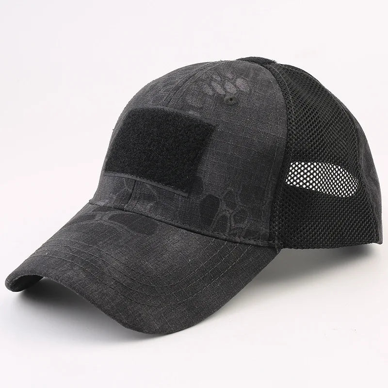 Unisex Tactical Breathable Half Mesh Cap 12 Designs tactical hats BushLine Black Python