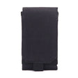 Plain black colourway, front view with flap closed and pull-tab below