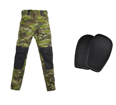 Tactical Uniform Pants and Shirt with Pads Outdoor Clothing BushLine Green CP Pants Pads S-(50-60KG) 