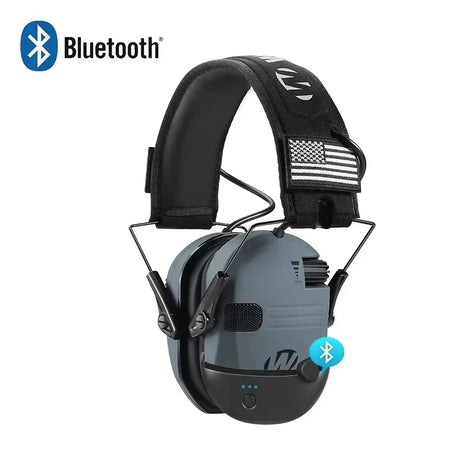 Walker Bluetooth Voice Amp Noise Reduction Hearing Protection Ear Muffs Hi-Vis & Safety BushLine Grey