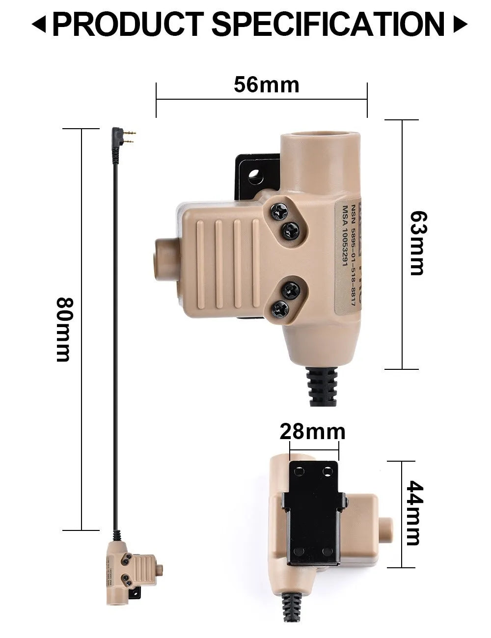 Walker U94 PTT 7.0 Plug Headset Adapters   