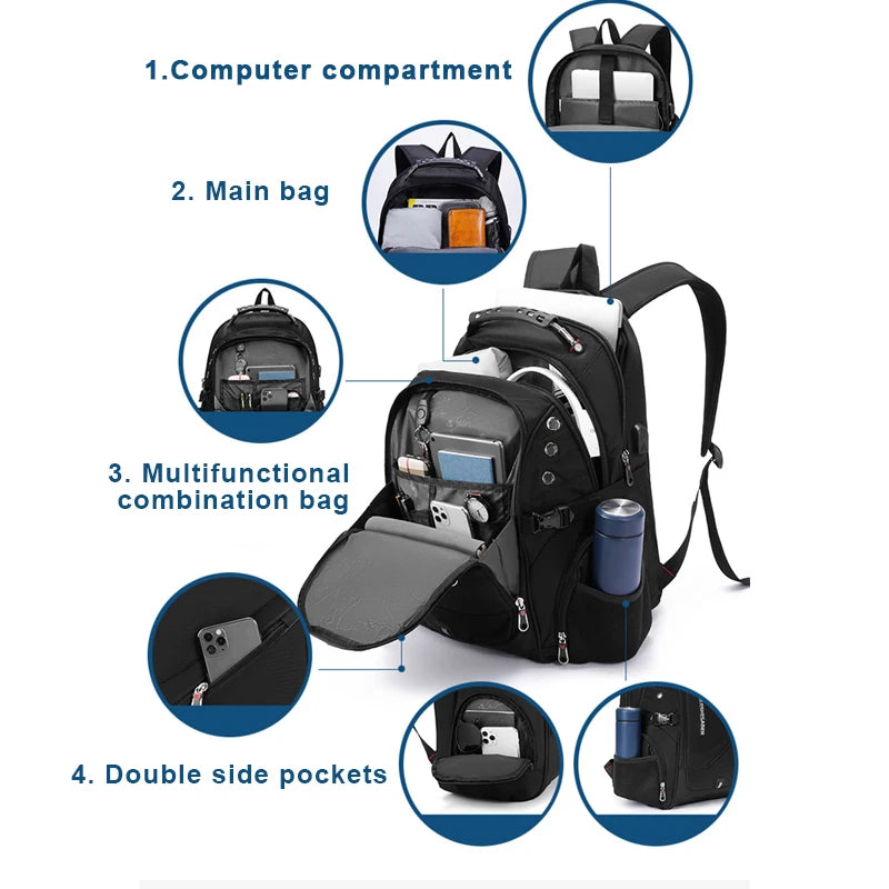 Waterproof 17/20 Inch Laptop Backpack Anti theft BackPacks  BushLine