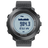 North Edge APACHE-D digital outdoor watch with the white display, dark grey case and grey nylon strap