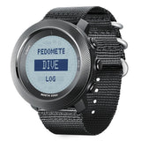 APACHE-D with the white display at an angle, showing the four side buttons and the strap's steel keepers