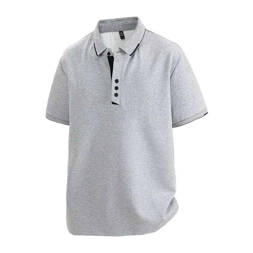 Light grey tipped-collar polo shirt
