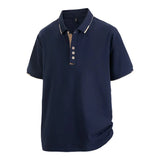 Navy tipped-collar polo shirt