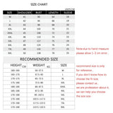 Supplier's size chart, M to 8XL: shoulder, bust, length and sleeve in centimetres, with suggested height and weight