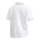 White tipped-collar polo, back view