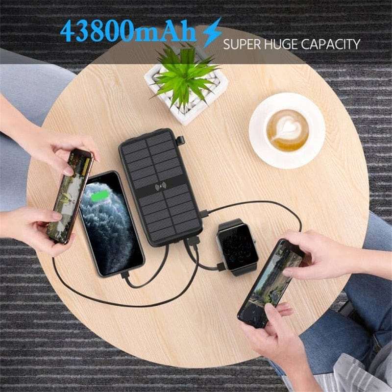 43800mAh Solar Wireless Power Bank solar power BushLine   