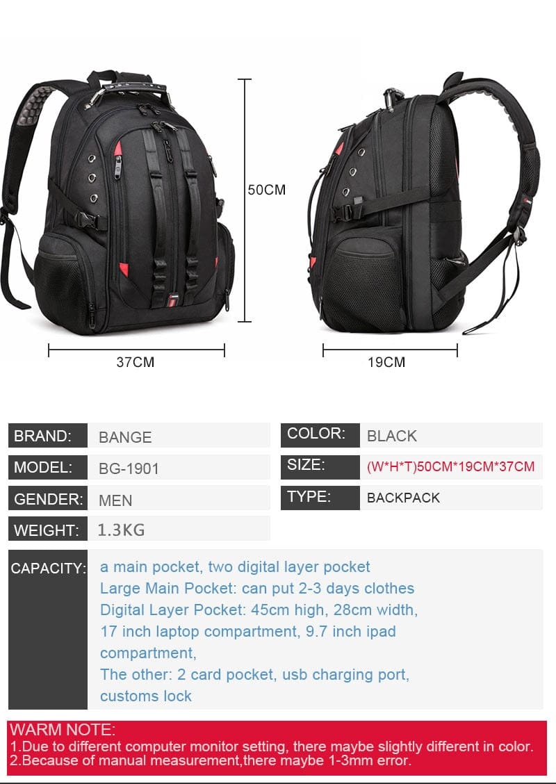 45L Travel Laptop Backpack Anti theft  BushLine   