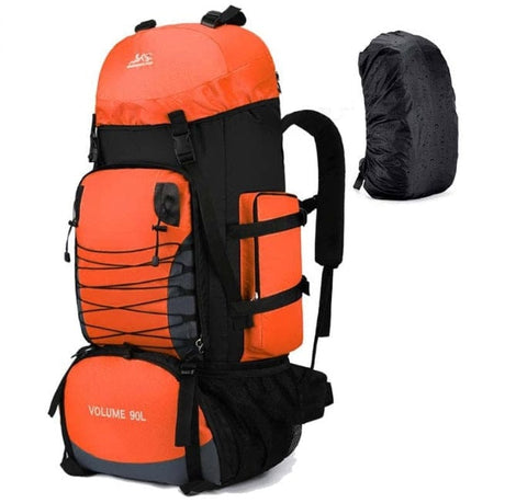 Large Hiking Camping Backpack 80ltr 90ltr BackPacks BushLine 90L Orange  