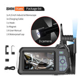 Industrial Endoscope Camera 1080P tools BushLine 1m M60 8mm triple-Lens 