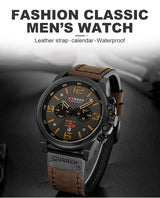 CURREN 8314 Waterproof Sport Watch Genuine Leather Watchs BushLine   