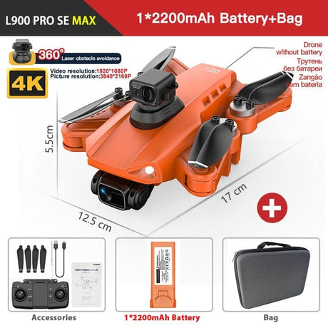 L900 PRO SE 5G GPS Drone 4K HD Visual Obstacle Avoid Drones BushLine Orange MAX 4K Bag  