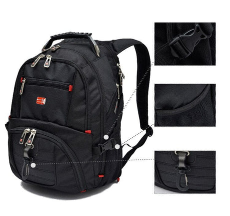 Swiss-Multifunctional Durable Laptop Backpack USB Charging Port BackPacks BushLine 17 inch General