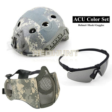 Vented Light Weight Helmet + Goggles + Steel Mask helmets BushLine acu  