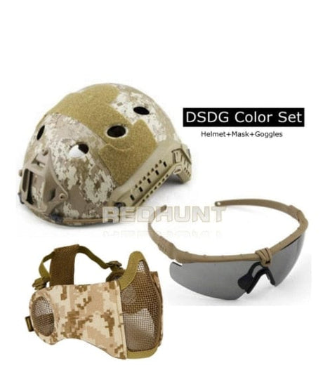 Vented Light Weight Helmet + Goggles + Steel Mask helmets BushLine DSDG  