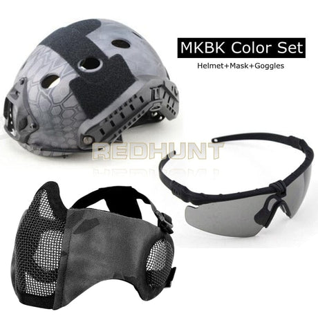 Vented Light Weight Helmet + Goggles + Steel Mask helmets BushLine MKBK  