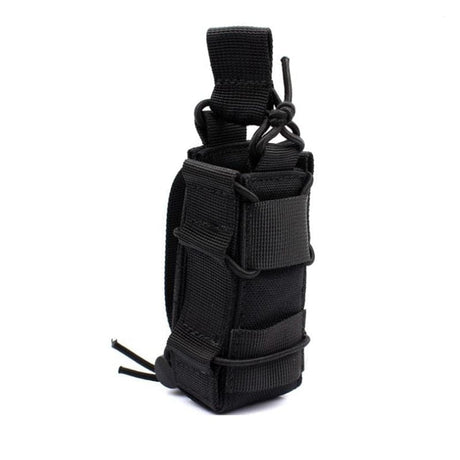 Tactical Pistol Mag Pouch Elastic 9mm Flashlight Holster Molle Accessories BushLine black  