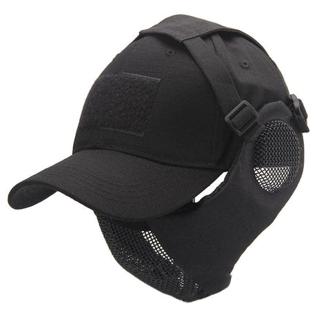 Foldable Half Face Steel Mesh Mask &  Baseball Cap tactical hats BushLine BK  