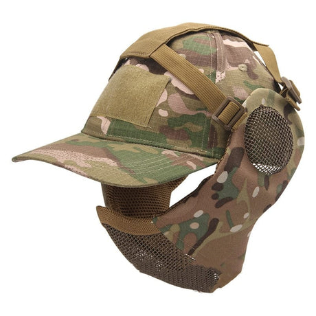 Foldable Half Face Steel Mesh Mask &  Baseball Cap tactical hats BushLine CP  