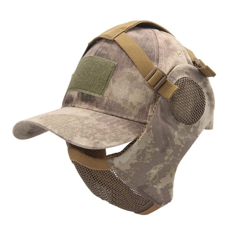 Foldable Half Face Steel Mesh Mask &  Baseball Cap tactical hats BushLine HFX  