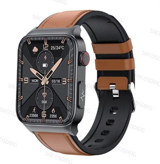 Smart Watch Mediatek Blood Glucose ECG PPG Watchs BushLine Leather Brown  