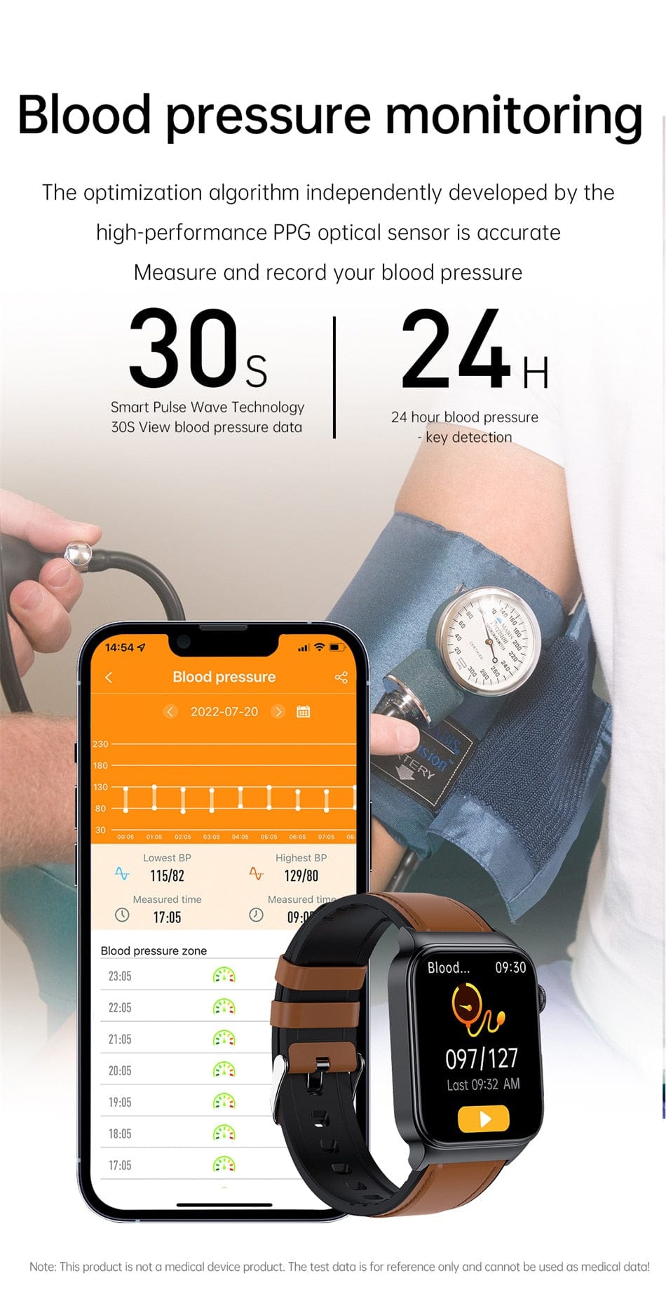 Smart Watch Mediatek Blood Glucose ECG PPG Watchs BushLine   