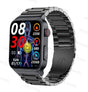 Black steel link strap option, front three-quarter view on a plain background