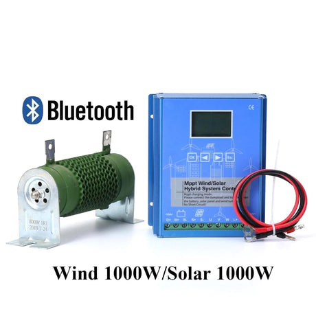 MPPT Wind Solar 1200W-2200W Hybrid Controller & Load Dump Bluetooth Wind Power BushLine Wind1000W Solar1000WBT 12V 24V Auto|External Wind-Solar Hybrid 