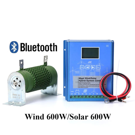 MPPT Wind Solar 1200W-2200W Hybrid Controller & Load Dump Bluetooth Wind Power BushLine Wind 600W Solar 600W BT 12V 24V Auto|External Wind-Solar Hybrid 