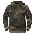 Green camo pullover hoodie, all-over print, front view